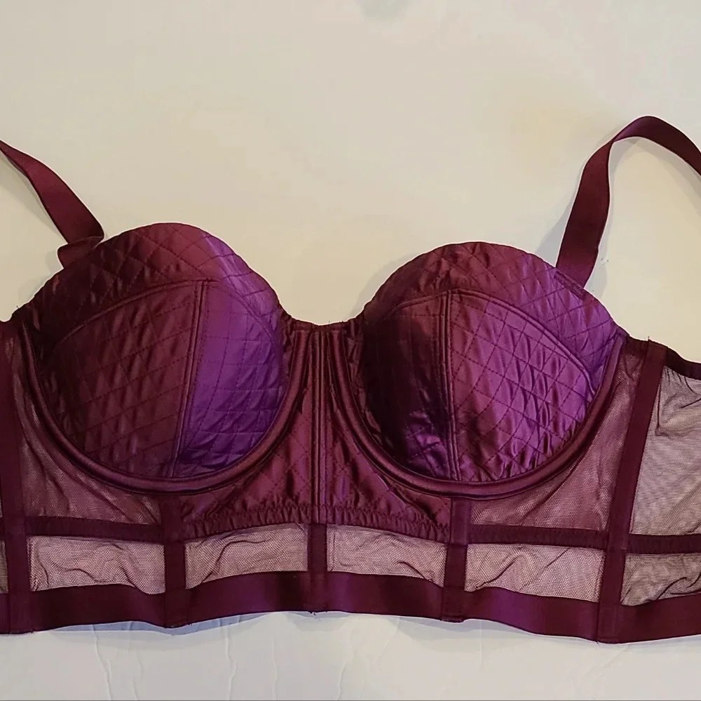 Victoria's Secret Very Sexy long line satin & mesh bra sz. 34D